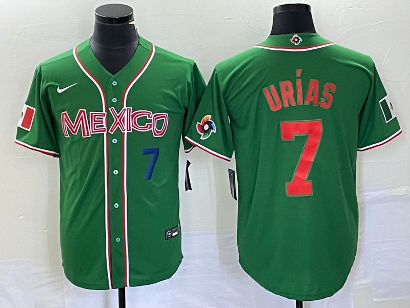 Men 2023 World Cub Mexico #7 Urias Green orange Nike MLB Jersey7->more jerseys->MLB Jersey